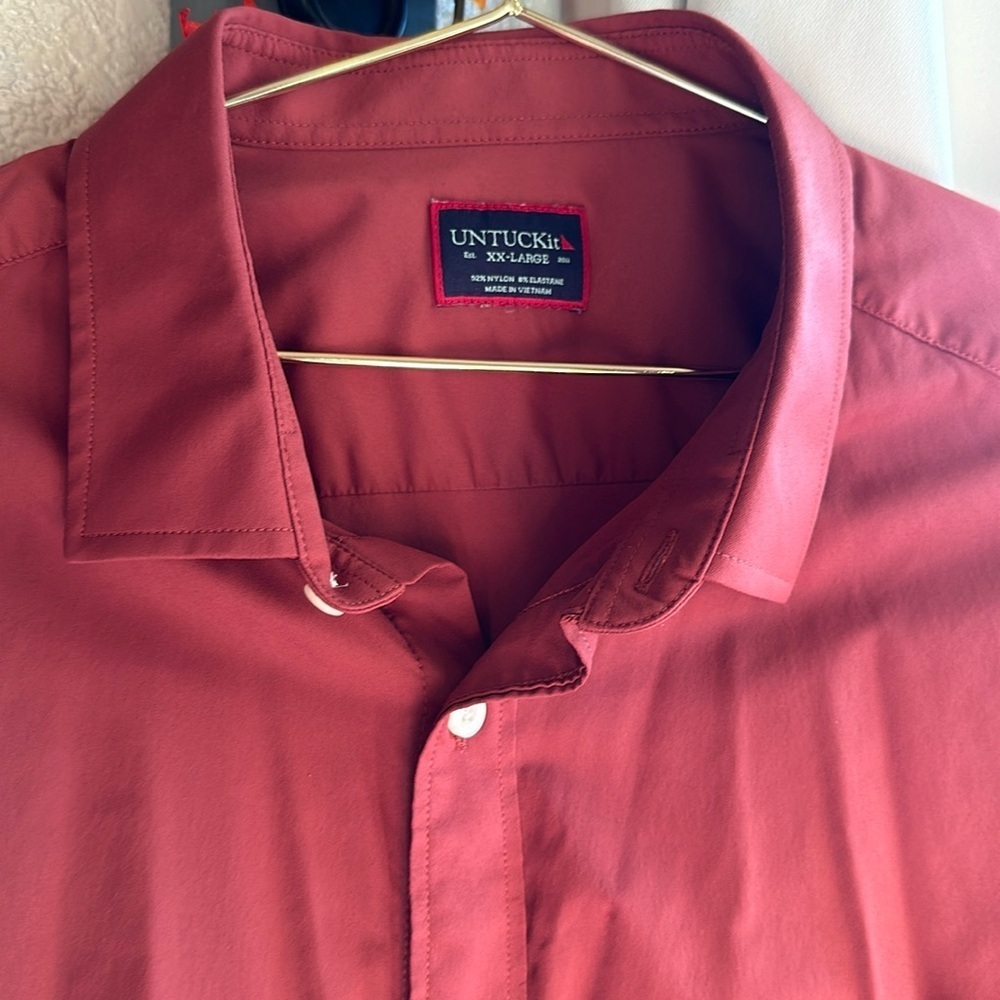 Untuckit Lightweight  Performance Red Gironde Shirt XXL Regular fit